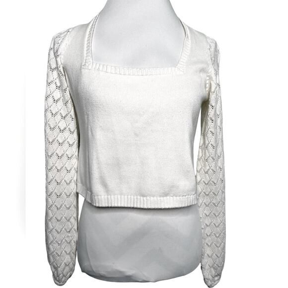 Show Me Your MuMu White Cropped Sweater Size XS - Picture 3 of 14
